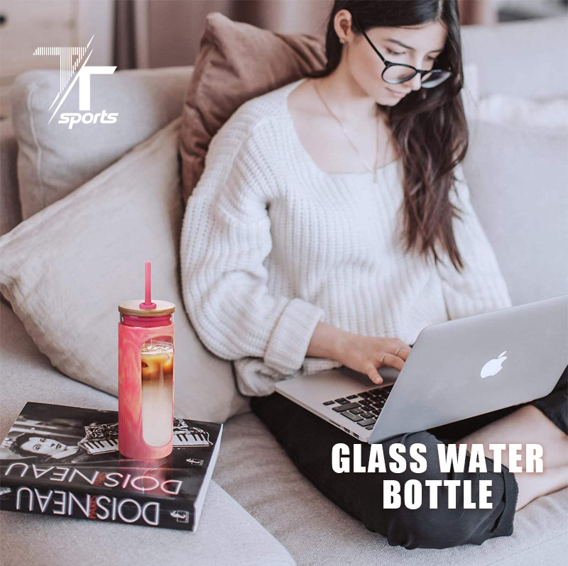 Glass Water Bottle with Bamboo Lid